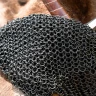 Chain mail coif with V-face, blackened