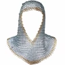 Medieval Coif with Brass Trimmings Made of Zinc Plated Mild Steel and Brass, Butted