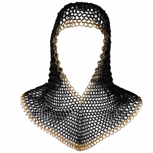 Medieval Coif with Brass Trimmings Made of Zinc Plated Mild Steel and Brass, Butted