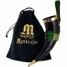 350ml Drinking Horn "The Elegant Lady" with Leather Holder and Royal Fittings