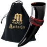 Drinking Horn 400/600ml with Chainmail on the Belt Holder