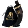 Drinking Horn 350ml "Wealthy Merchant" with Leather Holder with Brass Fittings