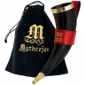 Drinking Horn 350ml "Wealthy Merchant" with Leather Holder with Brass Fittings