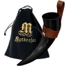 Natural Drinking Horn with Leather Holder, Authentic Vessel for Wine, Beer or Mead Like from The Middle Ages 400/500/650ml