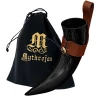 Natural Drinking Horn with Leather Holder, Authentic Vessel for Wine, Beer or Mead Like from The Middle Ages 400/500/650ml