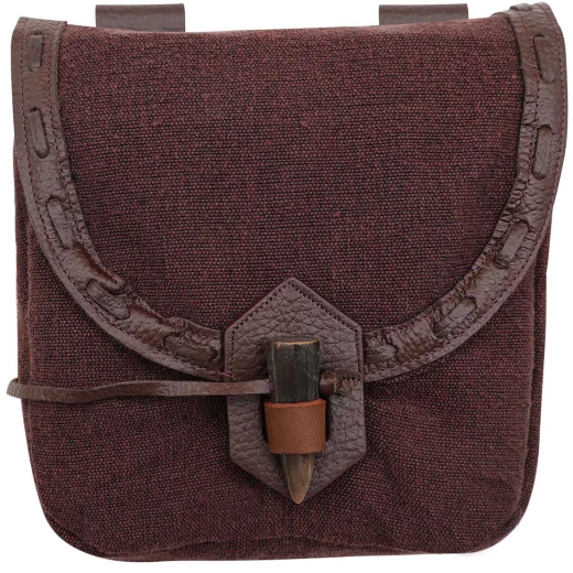 Belt Bag Made of Hand-Woven Canvas “Adventurer” with Toggle Button for SCA, LARP, Reenactment and Historical Events, 20x18cm