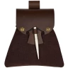 Medieval Belt Bag 18x18cm from Wool and Leather with Bone Needle for Reenactment, SCA and LARP