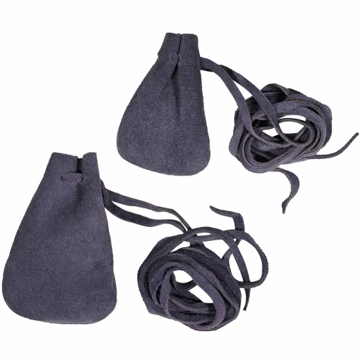 Two Medieval Suede Bags with Drawstring For SCA, LARP and Reenactment