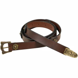 Viking Belt "Shieldmaiden" with Brass Buckle and Brass Fittings For LARP, SCA and Reenactment