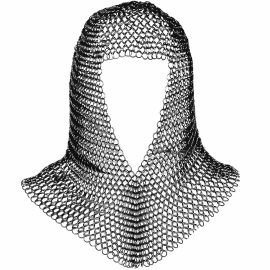 Medieval Coif Made of Butted Rings, Stainless Steel, Size L