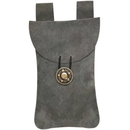 Medieval Square Suede Jewelry Belt Pouch LARP Costume Waist Bag,gray