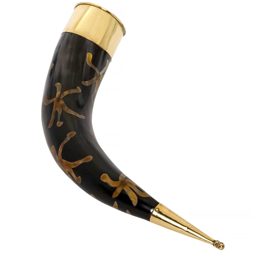 Large Brass Capped Drinking Horn 300-400 ml