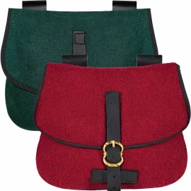 Spätmittelalter Gürteltasche aus Wolle und Leder 16x18cm für SCA, LARP, Reenactment und historische Veranstaltungen