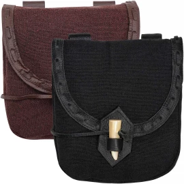 Belt Bag Made of Hand-Woven Canvas “Adventurer” with Toggle Button for SCA, LARP, Reenactment and Historical Events, 20x18cm