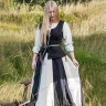 Medieval Skirt, wide flare, black/natural