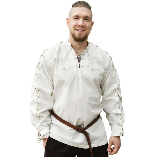 Medieval Shirt Corvin with Lacing, natural-coloured