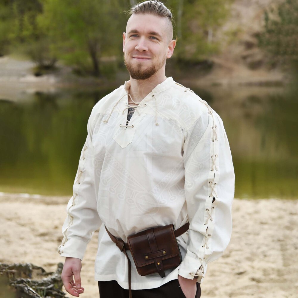 Medieval Shirt Corvin with Lacing, natural-coloured | Outfit4events