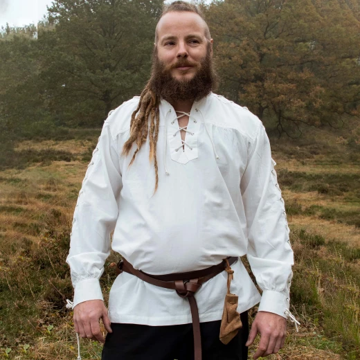 Medieval Shirt Corvin with Lacing, white