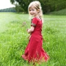 Kinder Mittelalterkleid Eleanor, kurzarm, rot/schwarz