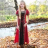 Kinder Mittelalterkleid Eleanor, kurzarm, rot/schwarz