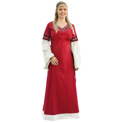 Mittelalterkleid Alvina, rot/natur