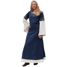 Mittelalterkleid Alvina, blau/natur