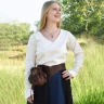 Medieval Blouse Aila with Cording, natural-coloured