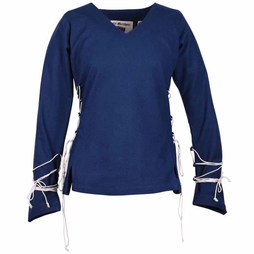 Medieval Blouse Aila with Cording, blue