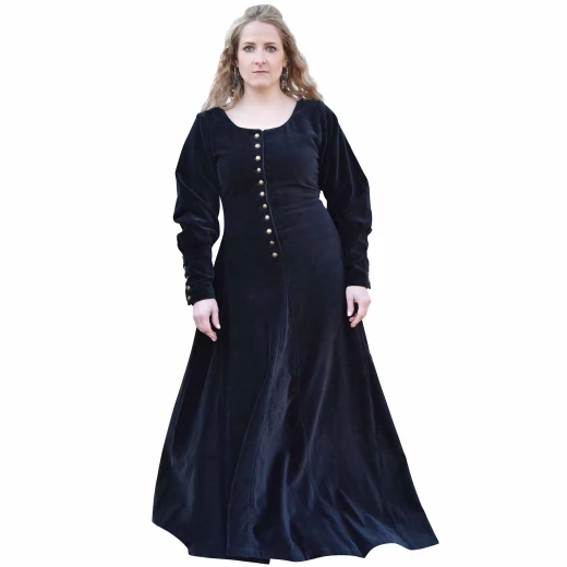 Cotehardie Isabell aus Samt, Mittelalterkleid, schwarz