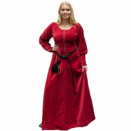 Cotehardie Isabell aus Samt, Mittelalterkleid, rot