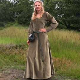 Cotehardie Isabell aus Samt, Mittelalterkleid, grün