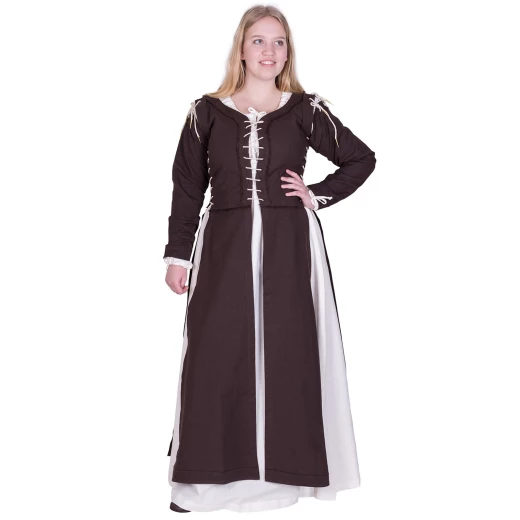 Mittelalterkleid Marit mit Schnürungen, braun