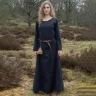 Simple Medieval Dress Afra, Canvas, dark blue