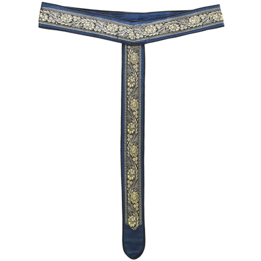 Mittelalter Gürtel, Y-Stoffgürtel mit Bordüre 80-100cm, blau