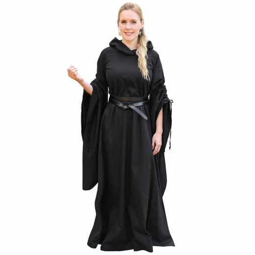 Medieval dress Isra with trumpet sleeves, black