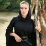 Medieval dress Isra with trumpet sleeves, black