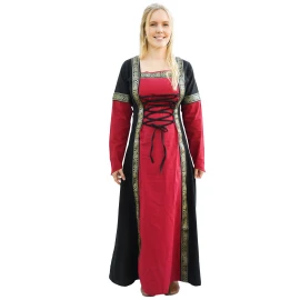 Mittelalterkleid Eleanor, rot/schwarz