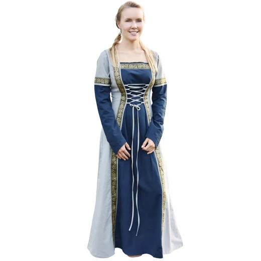 Medieval Dress Eleanor, blue/blue-grey