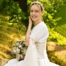 Mittelalter Hochzeitskleid mit Korsage, Brautkleid Fine, weiß/natur