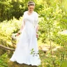 Medieval Wedding Dress with Corsage, Bridal Gown Fine, white/natural-coloured