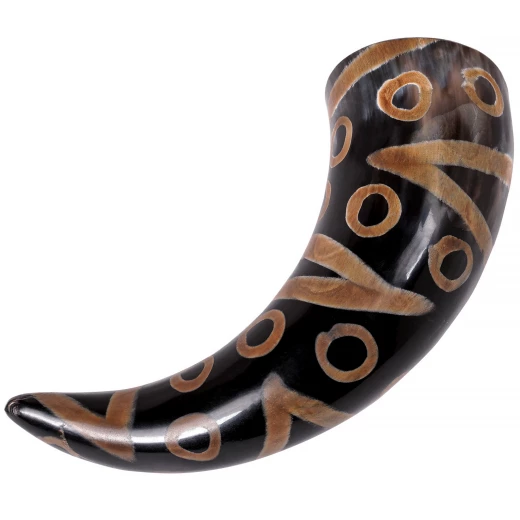 Handmade drinking horn made from real ox horn with burnt decoration 400-500ml