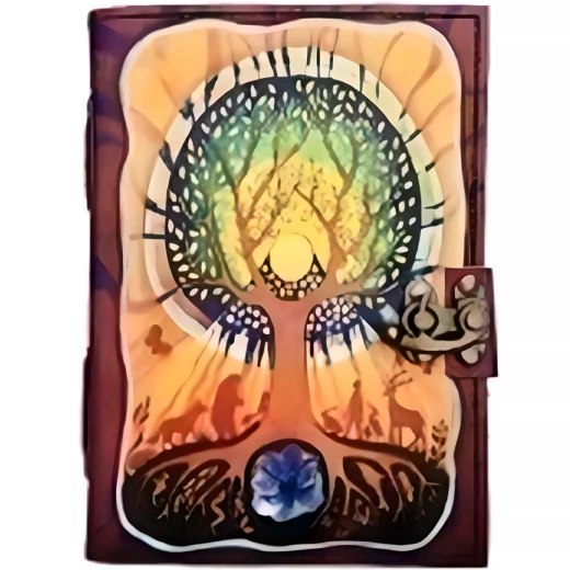 Leather journal "Tree of life on the happy solstice"