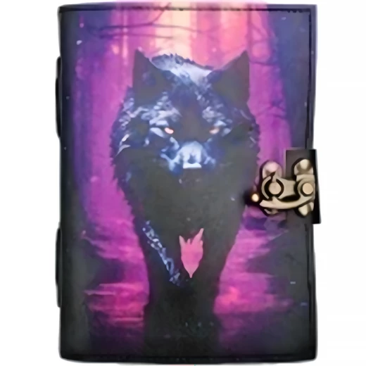 Leather journal “Mystic Wolf in a Dark Forest under a Full Moon”