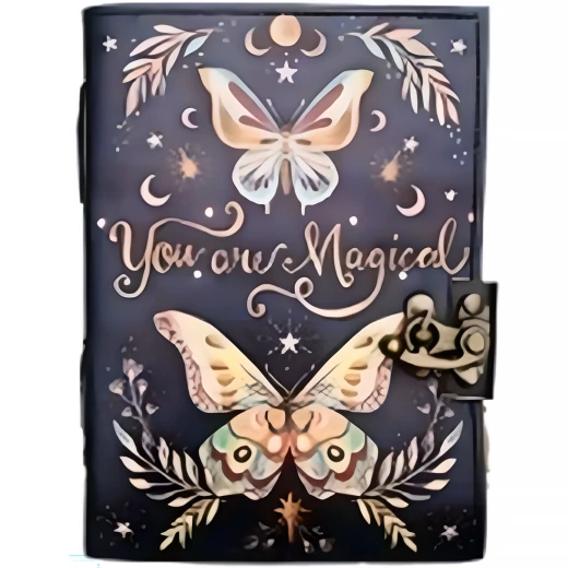 Leather Journal with Butterflies and sign “You are Magical”