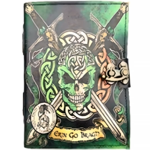 Leather journal Celtic Warrior (Skull and Swords) with “Erin go Bragh” inscription