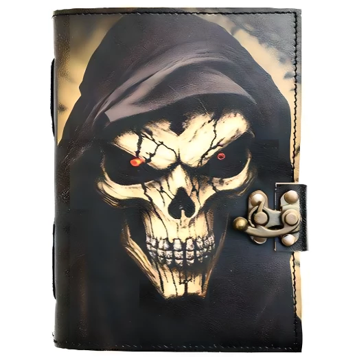 Leather Notebook Grim Reaper in Black Cloak