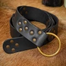 Leather Belt with Brass Ring Buckle, black