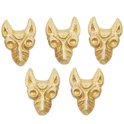 Viking Fernir Wolf, Solid Brass Decorations Set of 5