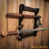 Nástěnný držák na 3 meče, tmavé ořechové dřevo