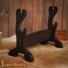 Handcrafted Genuine Hardwood Two Tier Sword and Axe Stand